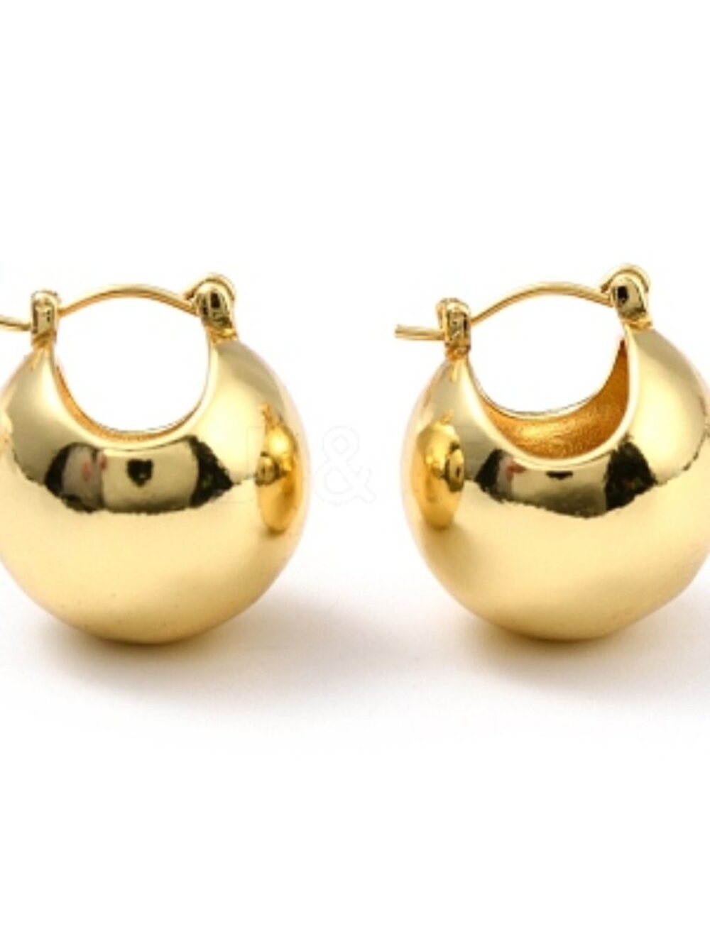 New Gold Dome Hoop Earrings Hollow Round Real 18K Gold Plated Brass